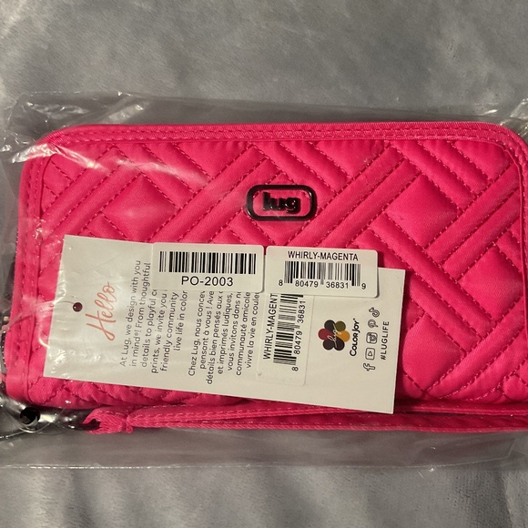 New Lug Classic Wallet with Wristlet Removable Strap RFID Tech Whirly Magenta - Picture 5 of 7